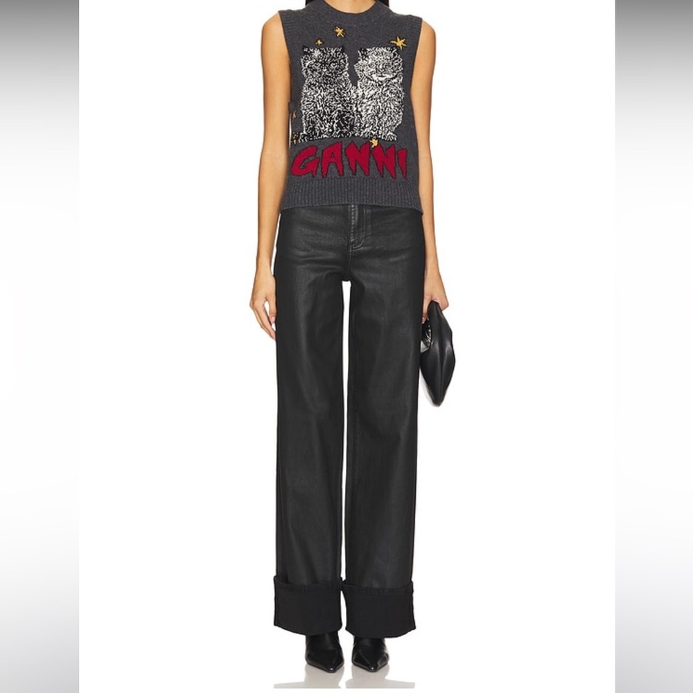 blankNYC Coated Black Franklin Wide Leg High Waisted Spartacus Jeans - Picture 4 of 14